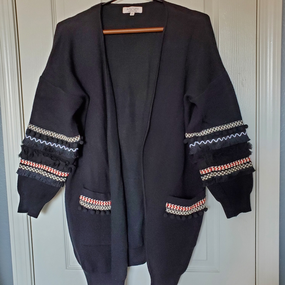 NWOT Amy Lynn Black Accent Sleeve Cardigan